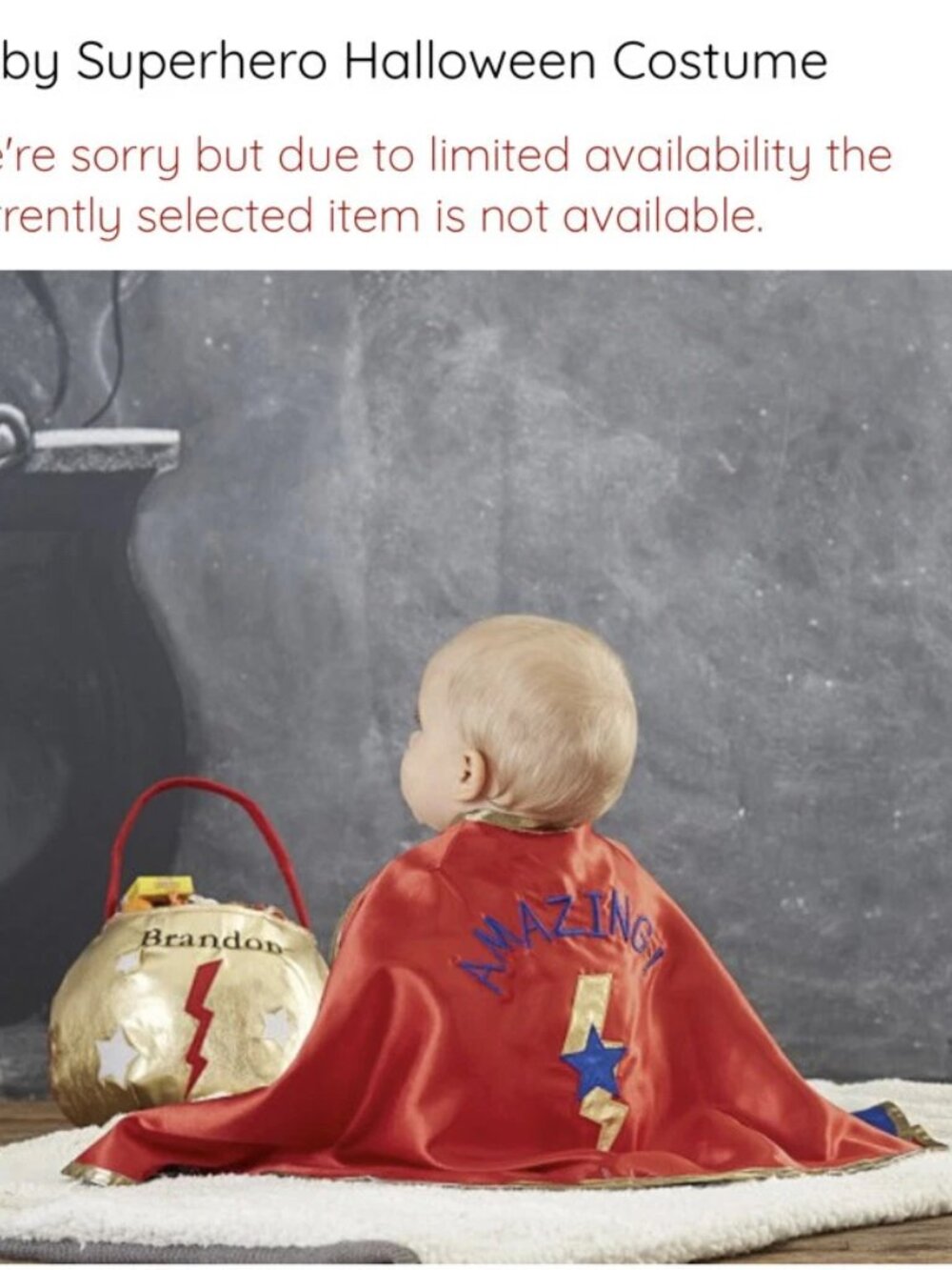 12-24 mos: 3-piece Pottery Barn Kids Halloween costume baby superhero - Picture 3 of 9